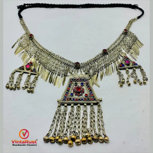 Silver Kuchi Belly Dance Belt with Dangling Pendants, Handmade main image 6